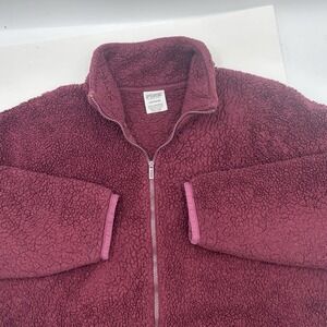 Victoria's Secret Pink Maroon Sherpa Jacket SP Full  Zip, Pockets Small Petite